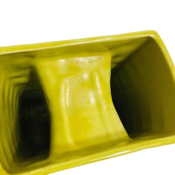 Vintage Shawnee Pottery Double Vase 850 Chartreuse Green Deer Ivy Mid Century - Picture 7 of 11